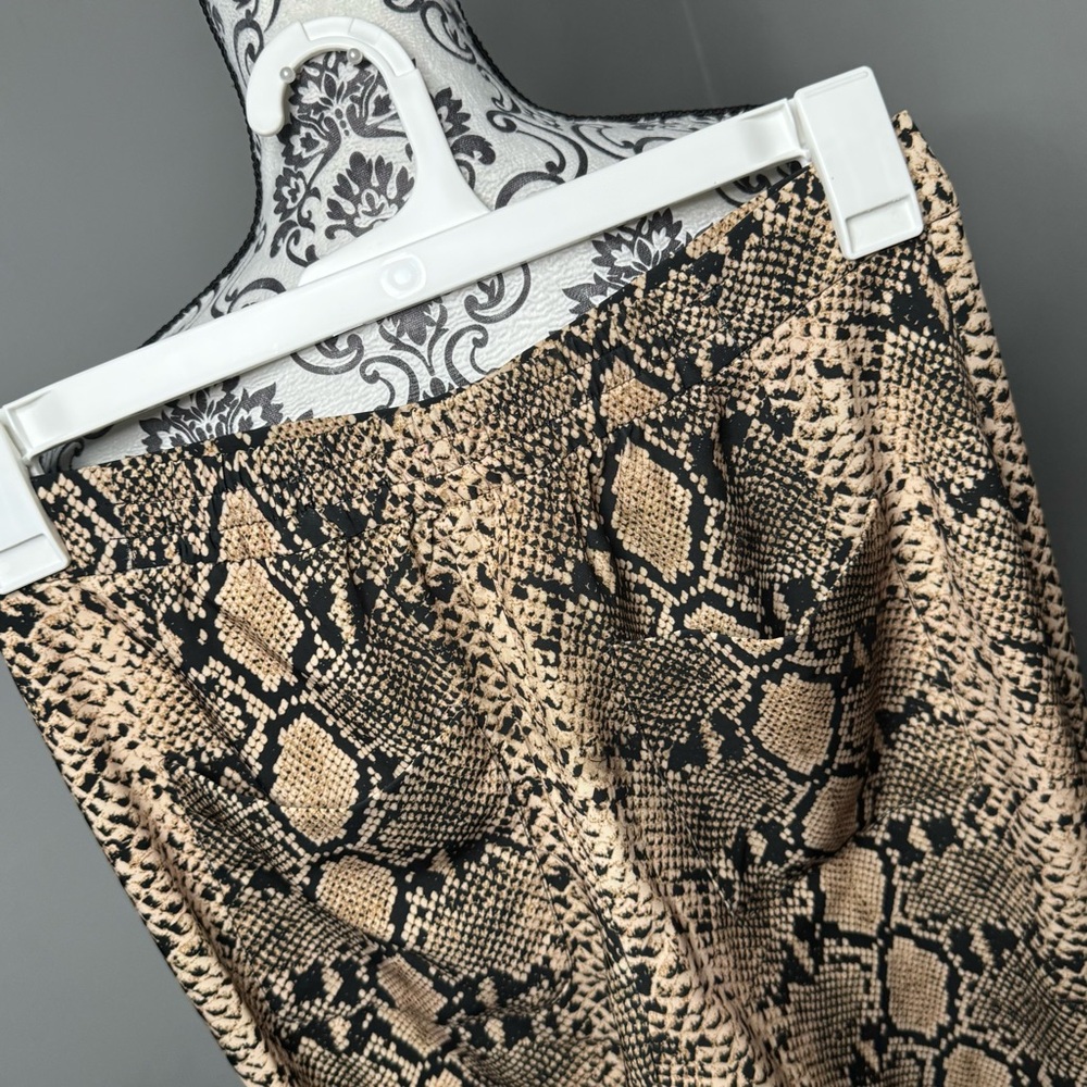 Zara Snakeskin Flare Trouser Pant Size Small Blogger Favorite Boho Festival - Picture 9 of 13